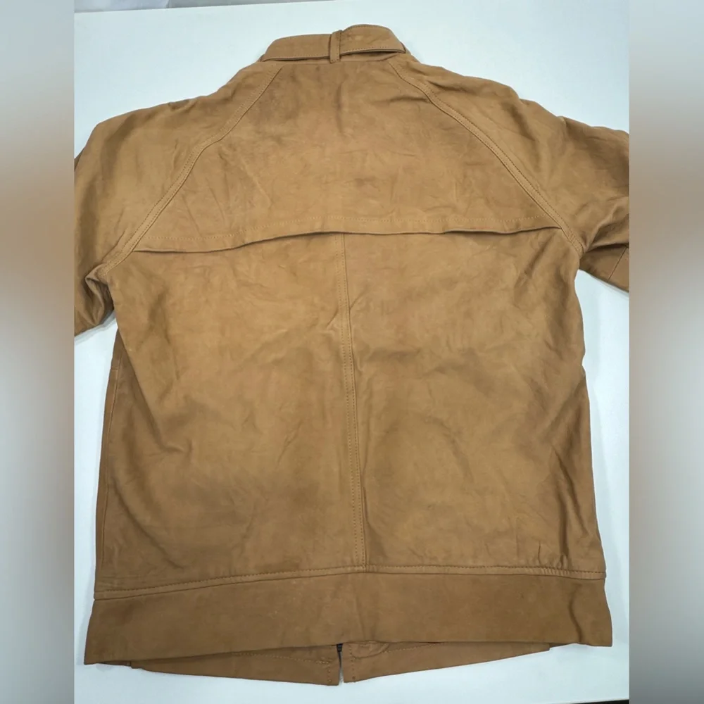 Surface to Air Seasaw Biker Jacket Tan Nubuck Leather Motorcycle Neck Straps M - Picture 6 of 16